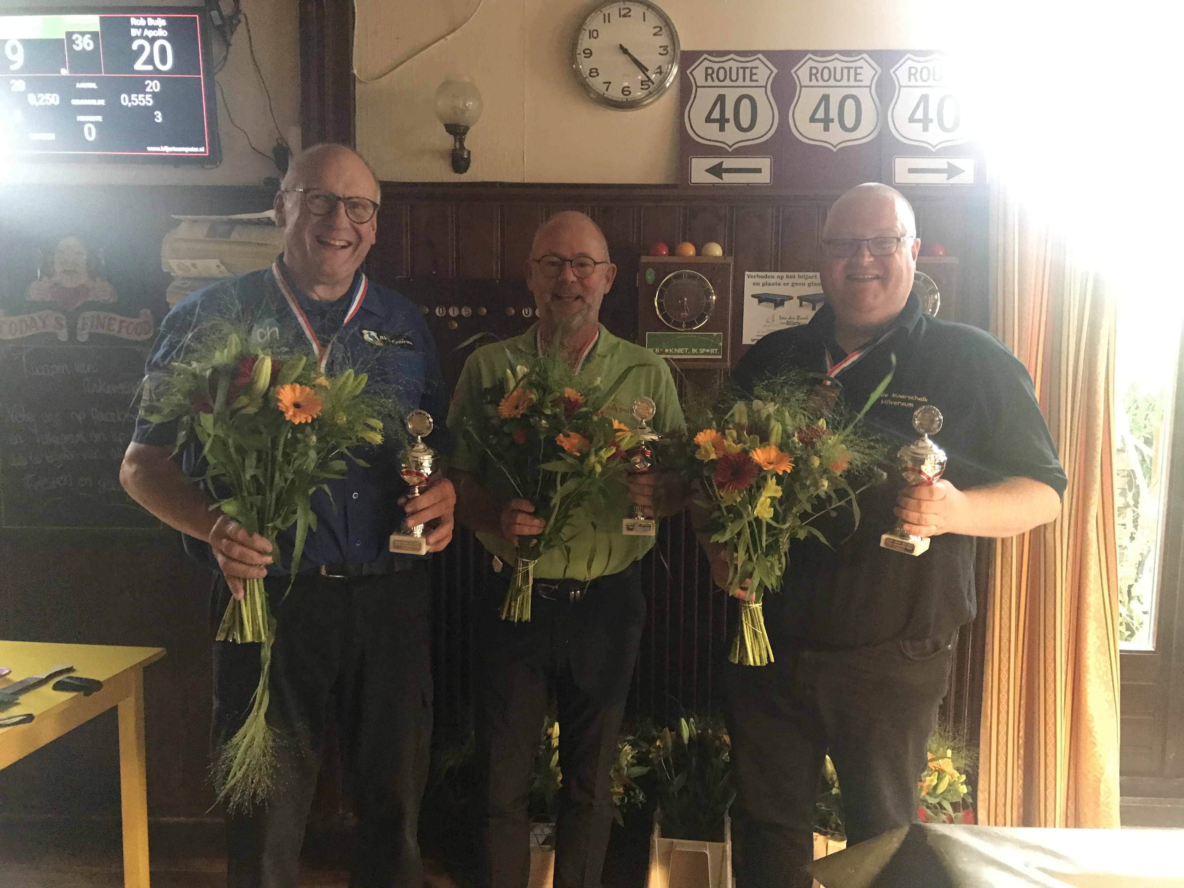 Richard Spoort (tweede), Rob Buijs (eerste), Leo Walbeek (derde)